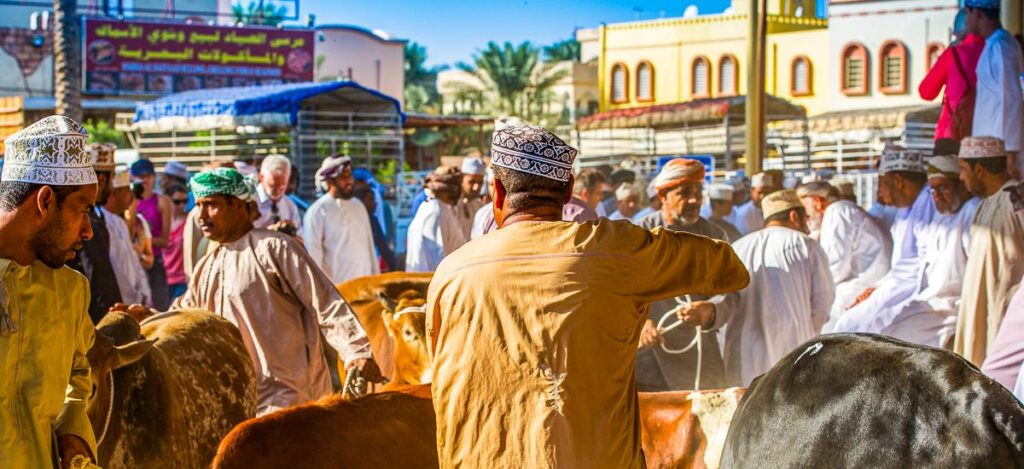 Trubel auf dem Viehmarkt von Nizwa