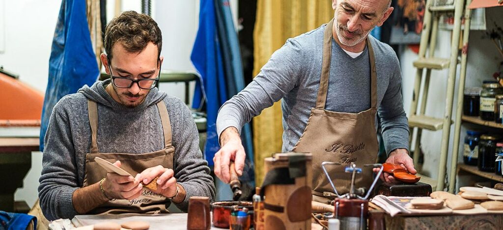 Lederwaren aus der Werkstatt in Florenz