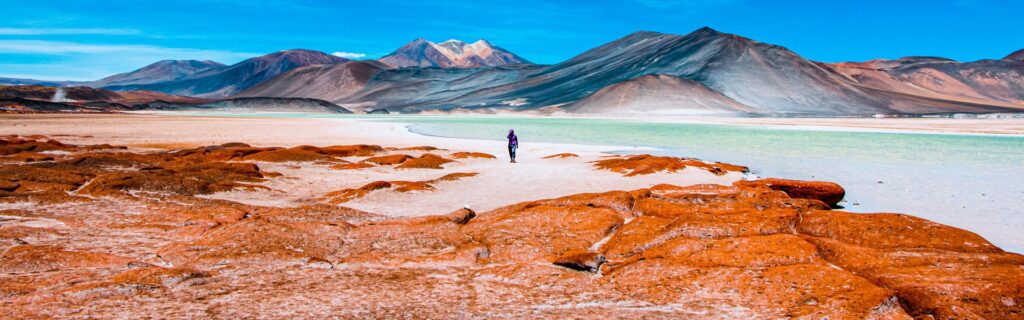 Frau am Salzsee in der Atacama W?ste